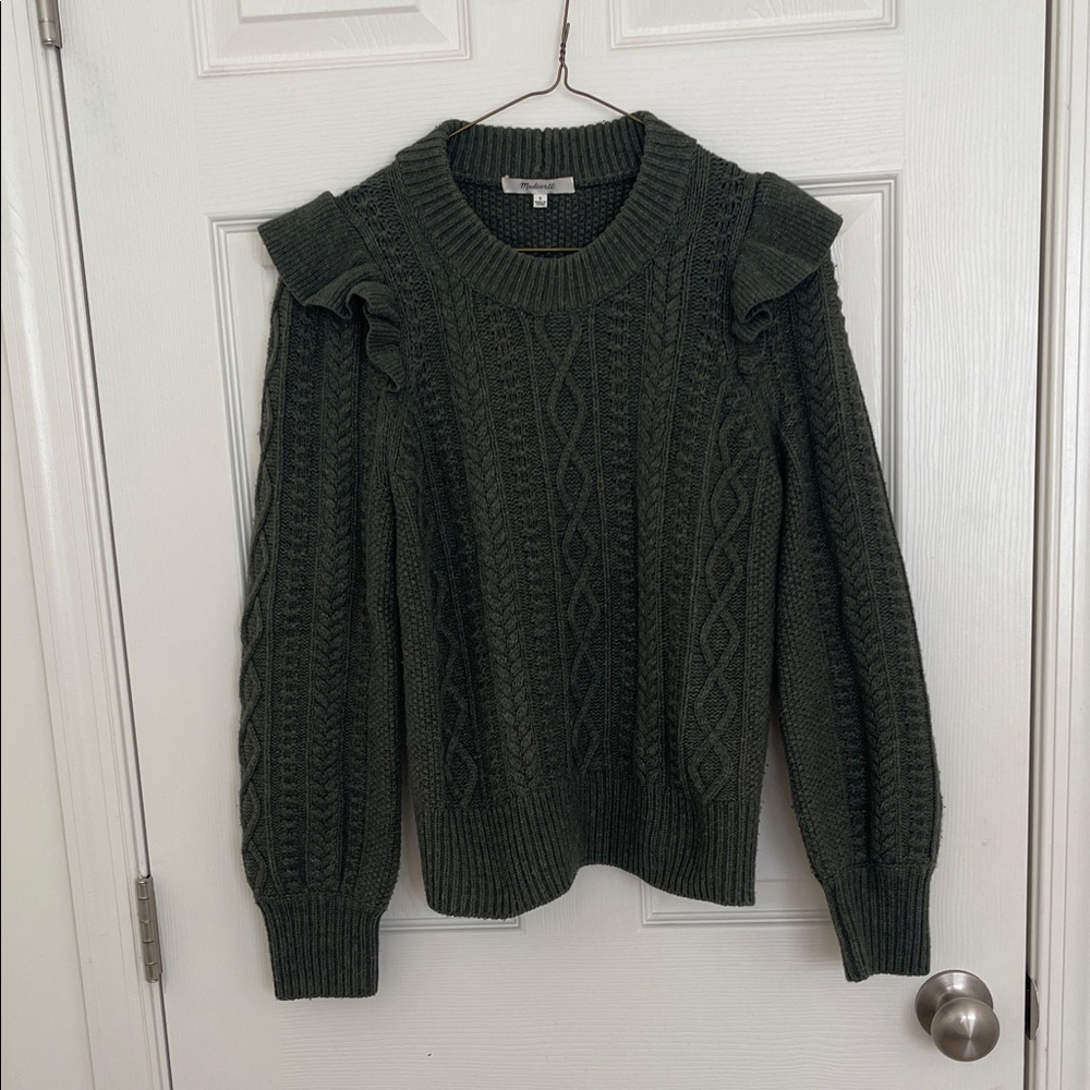 Madewell Green Cable Wool Sweater